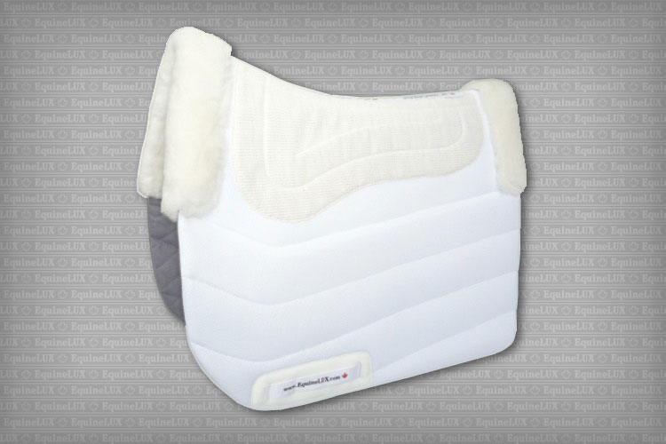 English saddle pads - SWEAT-WICKING non-slip Dressage saddle pad with sheepskin pommel roll and cantle roll, cotton lining and leather reinforcements