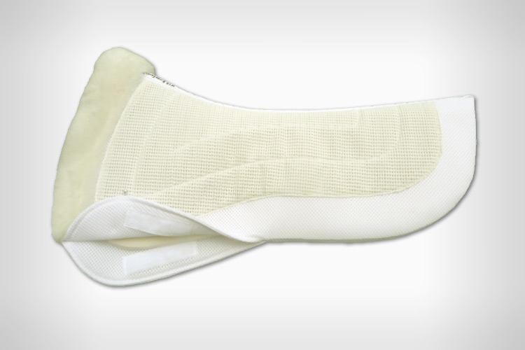 English saddle pads - Dressage non-slip half pad with POCKETS for shims and fleece pommel roll