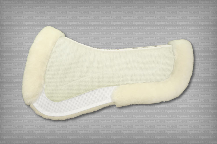 English saddle pads - Dressage half pad with sheepskin lining, sheepskin pommel roll and cantle roll