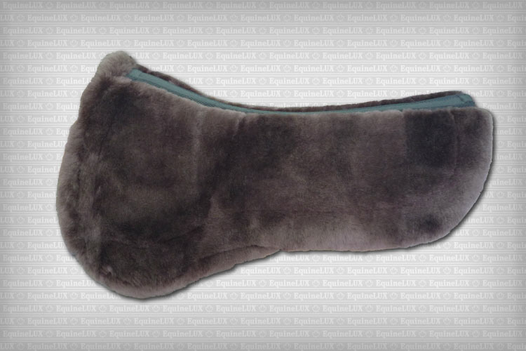 English saddle pads - Dressage half pad with pockets for shims, sheepskin lining, and sheepskin pommel roll
