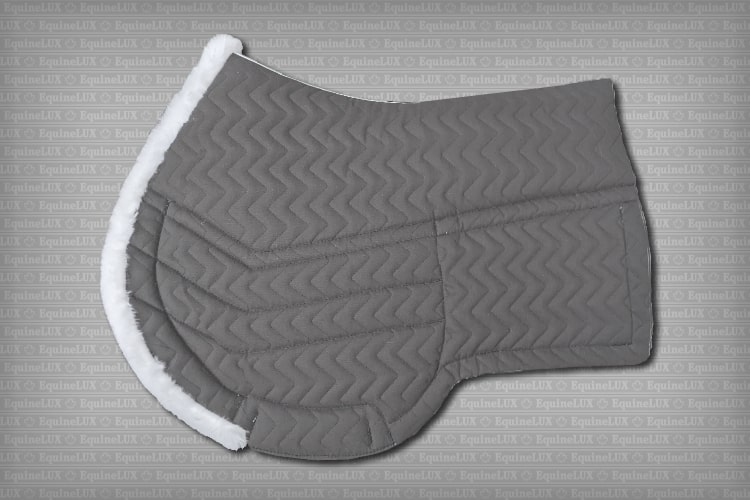 Contoured English saddle pads- COMPETITION NUMBER non-slip Hunter saddle pad with pockets for shims, cotton lining, fleece rolled edge, leather reinforcements