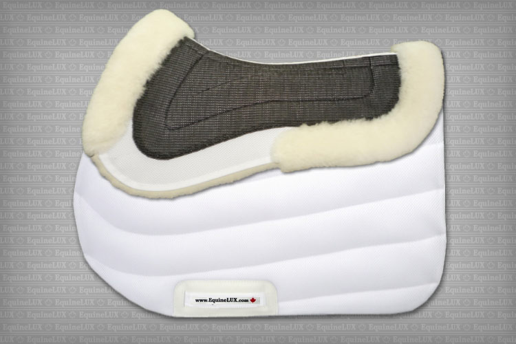 English saddle pads - Jumper half pad with sheepskin lining, sheepskin pommel roll and cantle roll