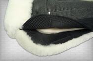 English saddle pads - non-slip Jumper half pad with pockets for shims, sheepskin lining, and sheepskin pommel roll