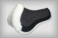 English saddle pads - non-slip Jumper half pad with pockets for shims, sheepskin lining, and sheepskin pommel roll