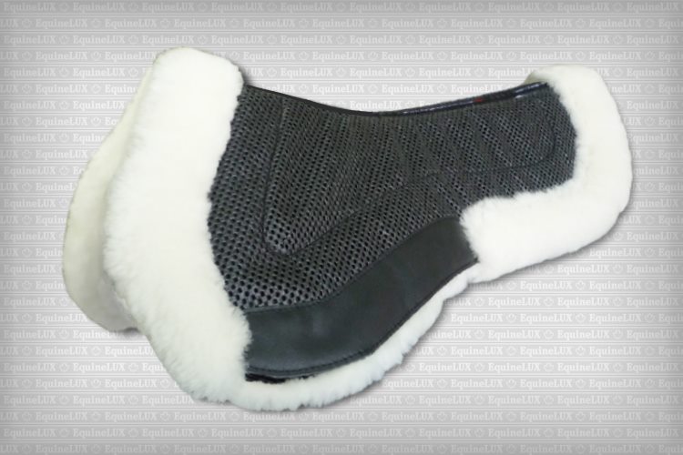 English saddle pads - LUXURY Jumper half pad with pockets for shims, sheepskin lining, sheepskin pommel roll and cantle roll, and leather reinforcements