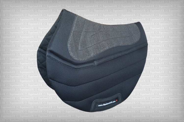 Black Adjustable non-slip Cross-Country saddle pad with cotton lining and pockets for shims