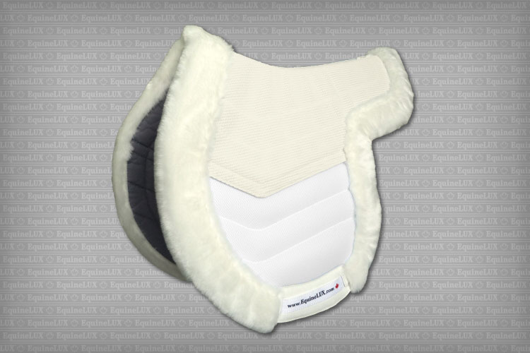Hunter saddle pad with cotton lining, fleece roll and pockets for shims (white)