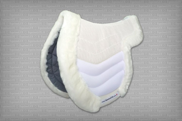 Hunter saddle pad with cotton lining and fleece roll and HR foam inserts (white)