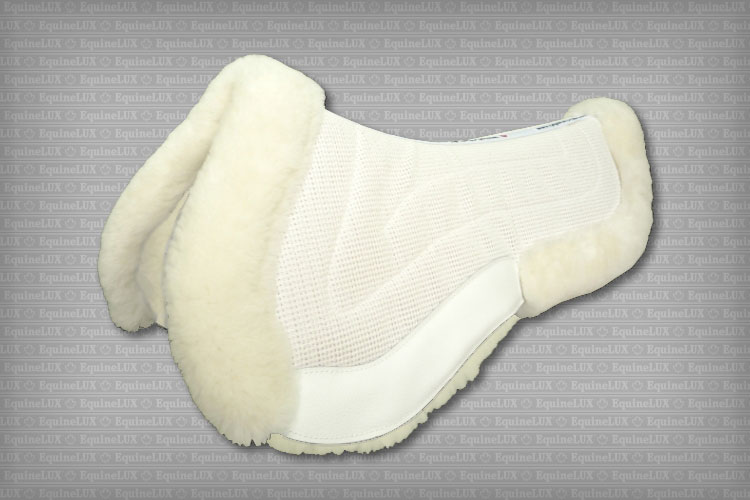 Jumper Sheepskin half pad with sheepskin pommel roll, sheepskin cantle roll, and pockets for shims (white)